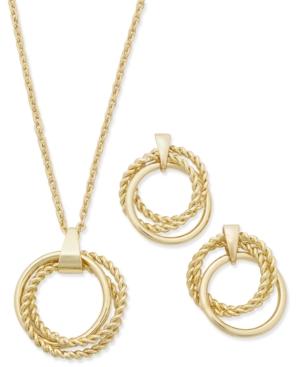 Charter Club Gold-tone Multi-circle Pendant Necklace & Drop Earrings Box