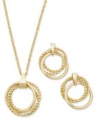 Charter Club Gold-tone Multi-circle Pendant Necklace & Drop Earrings Box