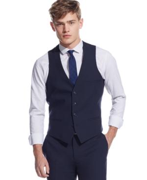 Bar Iii Navy Solid Extra Slim-fit Vest