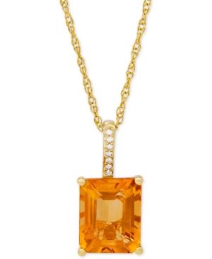 Citrine (2-1/2 Ct. T.w.) & Diamond Accent Pendant Necklace In 14k Gold