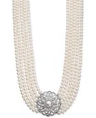 Belle De Mer Cultured Freshwater Pearl (5 & 9mm) And Cubic Zirconia Five-strand Pendant Necklace