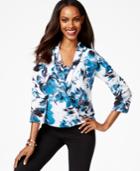 Alfani Petite Printed Surplice Blouse, Only At Macy's