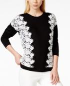Kensie Lace-applique Pullover Sweatshirt