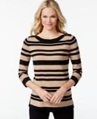 Cable & Gauge Striped Button-shoulder Sweater