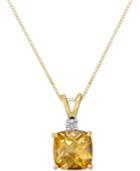 Citrine (1-1/2 Ct. T.w.) And Diamond Accent Pendant Necklace In 14k Gold