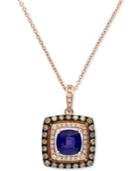 Velvet Bleu By Effy Manufactured Diffused Sapphire (1-1/8 Ct. T.w.) And Diamond (1/3 Ct. T.w.) Pendant Necklace In 14k Rose Gold