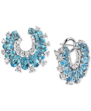 Blue Topaz (6-2/5 Ct. T.w.) & Diamond (9/10 Ct. T.w.) Drop Earrings In 14k White Gold