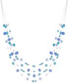 Nine West Silver-tone Beaded Multi-row Illusion Necklace