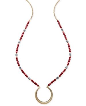 Inc International Concepts Gold-tone Beaded Half-circle Pendant Necklace, Only At Macy's