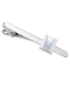 Sutton By Rhona Sutton Men's Silver-tone Mother-of-pearl Stone Tie Clip