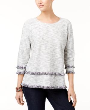 Style & Co Fringed Space-dyed Top, Created For Macy's