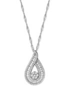 Cubic Zirconia Baguette Swirl Cluster Pendant Necklace In Sterling Silver