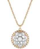 Lucky Brand Two-tone Long Floral Pendant Necklace