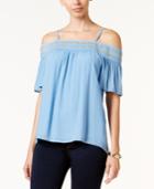 Thalia Sodi Crochet-trim Off-the-shoulder Top, Created For Macy's