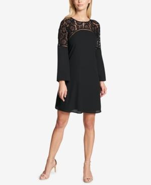 Kensie Bell-sleeve & Lace Shift Dress
