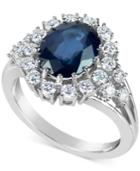 Sapphire (3 Ct. T.w.) And Diamond (3/4 Ct. T.w.) Ring In 14k White Gold