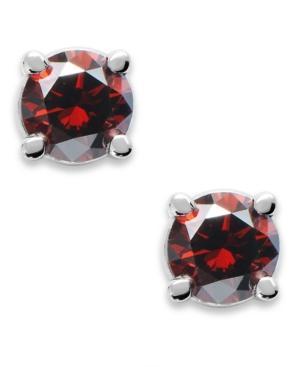 10k White Gold Red Diamond Round Stud Earrings (1/4 Ct. T.w.)