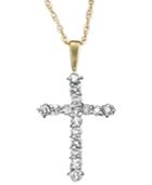 Cross Diamond Pendant Necklace In 14k Gold (1/4 Ct. Tw.)