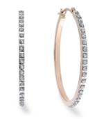 14k Rose Gold Earrings, Diamond Accent Large Hoop Earrings