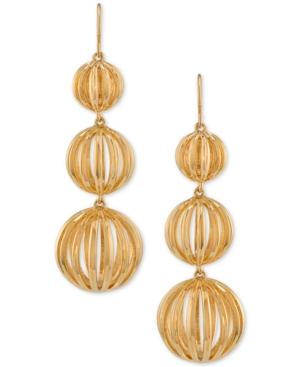 Trina Turk Gold-tone Cut-out Orb Triple Drop Earrings