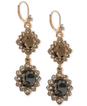 Marchesa Gold-tone Pave & Colored Stone Double Drop Earrings