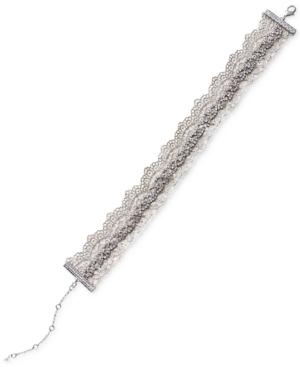 Jewel Badgley Mischka Silver-tone Crystal & Lace Choker Necklace, 16 + 3 Extender