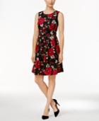 Charter Club Petite Printed Ponte Fit & Flare Dress