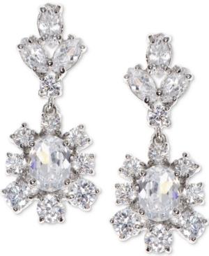 Marchesa Silver-tone Crystal Cluster Drop Earrings