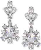 Marchesa Silver-tone Crystal Cluster Drop Earrings