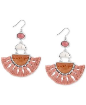 Lucky Brand Silver-tone Multi-stone & Tassel Fringe Drop Earrings, Created For Macy's