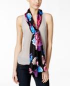 Calvin Klein Contrast Peony Silk Scarf