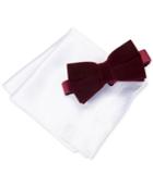 Alfani Men's Velvet Solid Bow Tie & Pocket Square Set, Only At Macy's