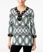 Jm Collection Printed Grommet-trim Tunic, Only At Macy's