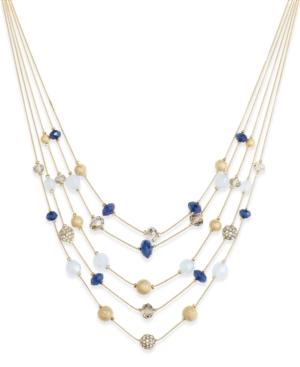 Abs By Allen Schwartz Gold-tone Beaded Multi-layer Necklace