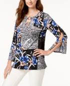 Jm Collection Printed Hardware-embellished Top, Created For Macy's