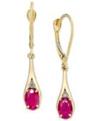 Ruby (1-1/5 Ct. T.w.) And Diamond Accent Drop Earrings In 14k Gold