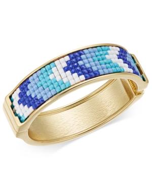 Inc International Concepts Gold-tone Blue & White Stone Hinged Bangle Bracelet, Only At Macy's