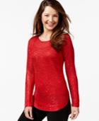Alfani Shirt-tail-hem Sequinned Sweater, Only At Macy's