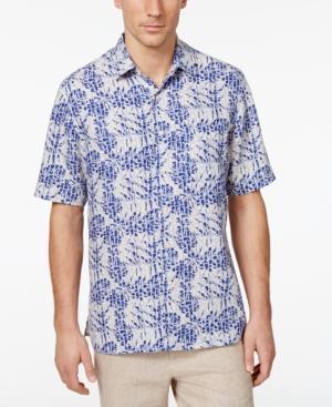 Tasso Elba Men's Sun Protective Silk Linen Pattern Shirt, Only At Macy's