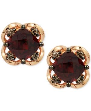 Le Vian Chocolatier Raspberry Rhodolite Garnet (1-5/8 Ct. T.w.) And Diamond Accent Stud Earrings In 14k Rose Gold