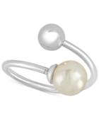 Majorica Silver-tone Imitation Pearl Bypass Ring