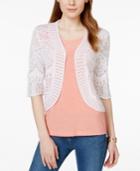 Jm Collection Petite Cropped Crochet Cardigan, Only At Macy's