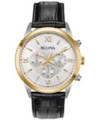 Bulova Men's Chronograph Black Leather Strap Watch 42.5mm, Created For Macy's