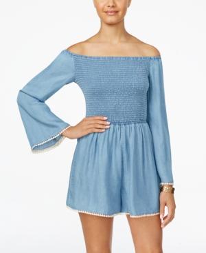 American Rag Off-the-shoulder Denim Romper, Only At Macy's