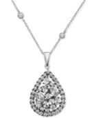 Nina Silver-tone Multi-crystal Teardrop Pendant Necklace