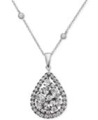 Nina Silver-tone Multi-crystal Teardrop Pendant Necklace