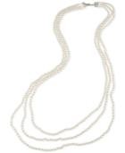 Carolee Silver-tone Imitation Pearl Triple Row Necklace