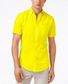 Tommy Hilfiger Men's Custom Fit Greenhouse Textured Short-sleeve Linen Shirt
