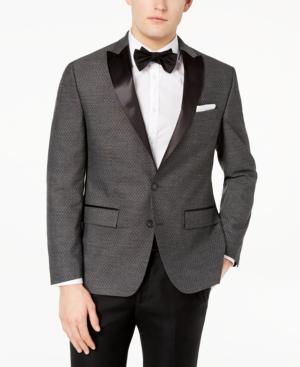 Ryan Seacrest Distinction Men's Modern-fit Stretch Charcoal Diamond Jacquard Dinner Jacket, Created For Macy's