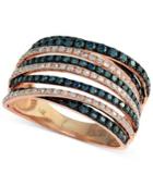 Bella Bleu By Effy Blue And White Diamond Crossover Ring (1 Ct. T.w.) In 14k Rose Gold